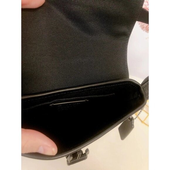 Coach C3134 Track Small Flap Crossbody In Signature Canvas In Gunmetal/Charcoal - Picture 6 of 8